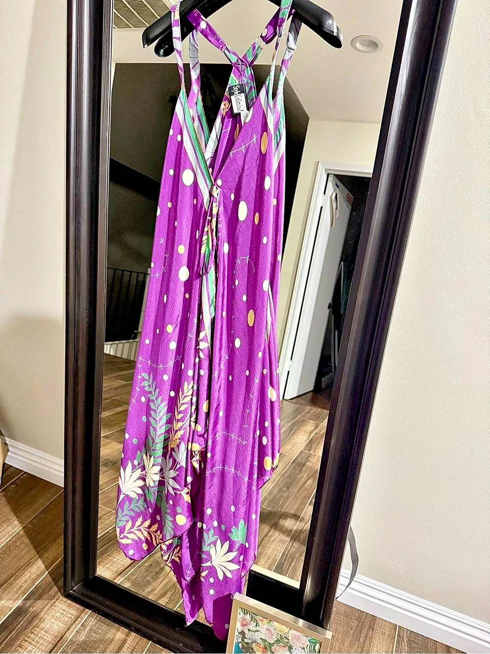 Free Unlimited Floral Maxi Dress in Purple & Green Like New